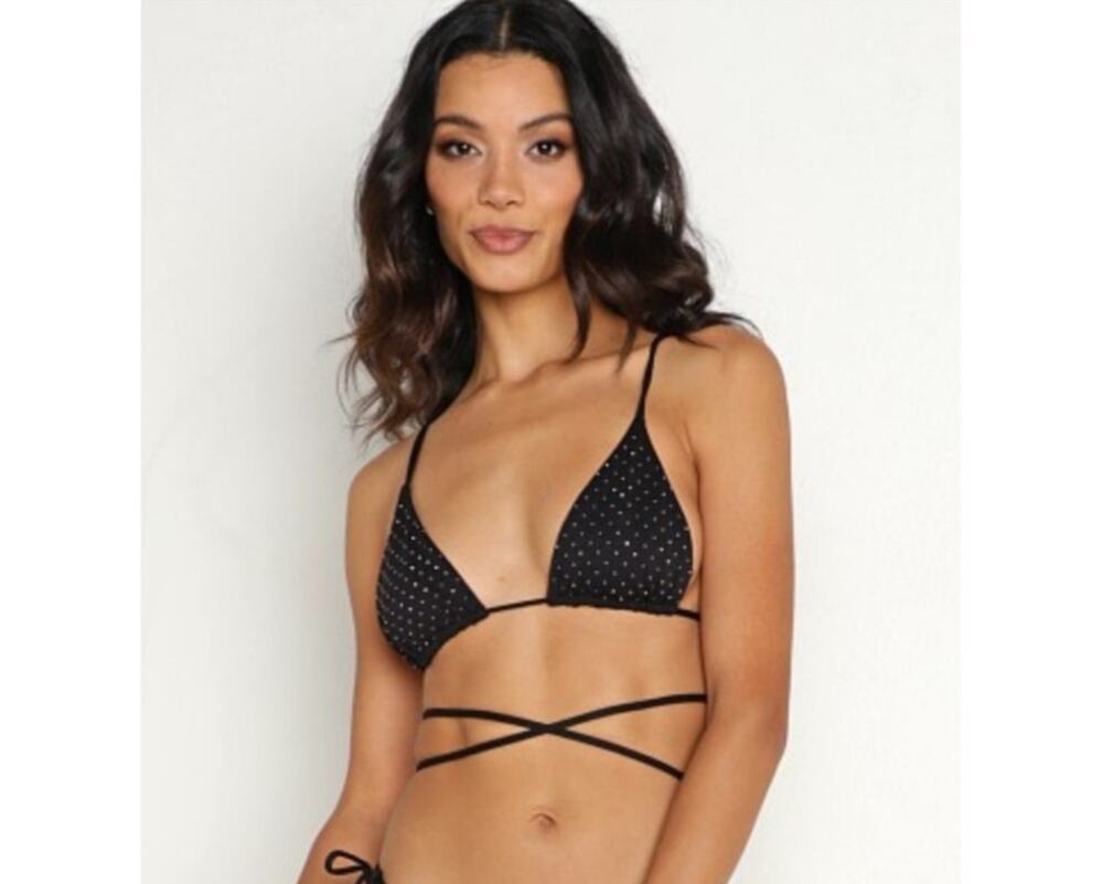 L*Space Kara Studded Bikini Top Black Size Large Triangle NWT